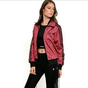 Adidas Firebird Red Snakeskin Print Track Jacket